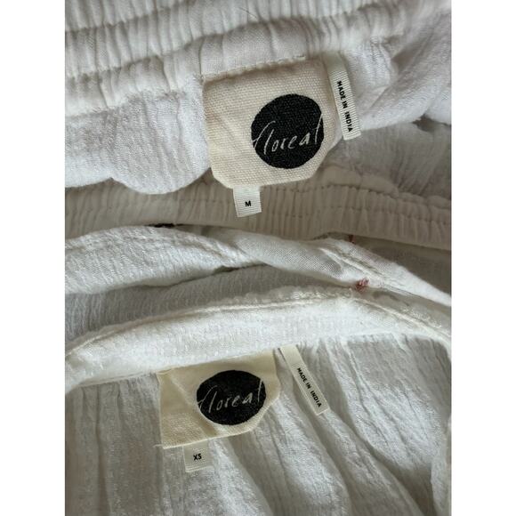 Anthropologie Rosalina Embroidered Sleep Top Bottom Set White XS M Floral Soft - Picture 8 of 9